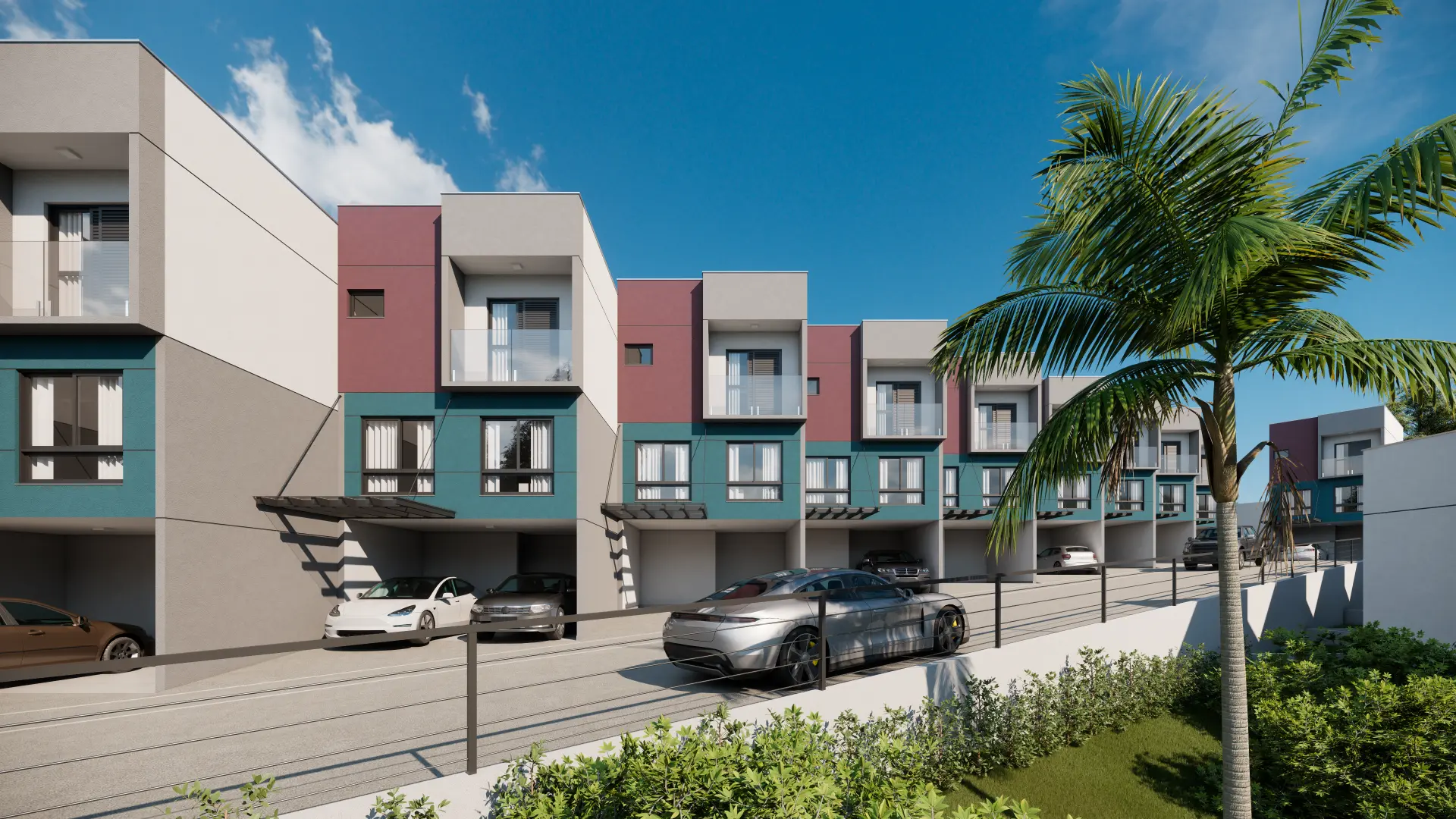 Fachadas das casas do SUNSET